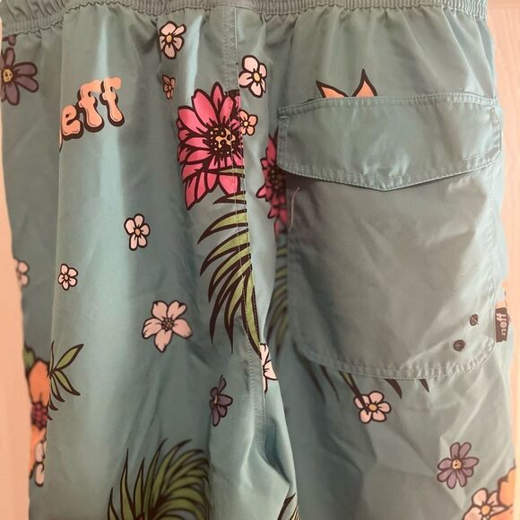 Neff Men's Swim Shorts - Teal with Floral Print - Picture 5 of 7